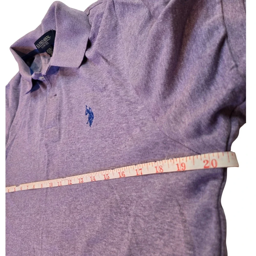 US Polo Assn Mens Heather Purple Short Sleeve Polo Shirt Luxury Feel Size M - Picture 5 of 7